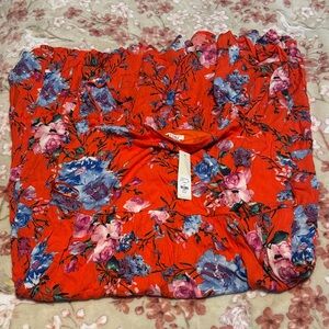 Floral Spaghetti Strap Women’s midi dress in Bright orange Red